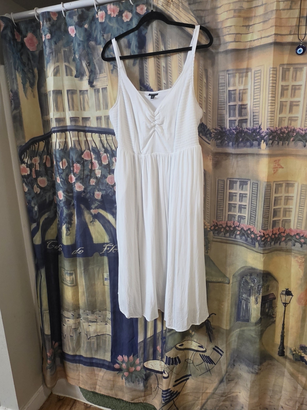 Torrid White Sleeveless Sundress with Ruched V-Neck And Pockets